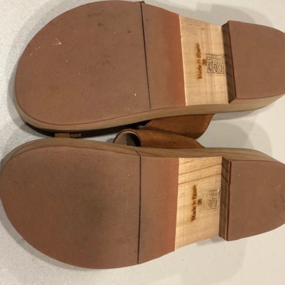 Free People ,Azure,nubuck  sandal 6 wood bottom - Picture 5 of 6